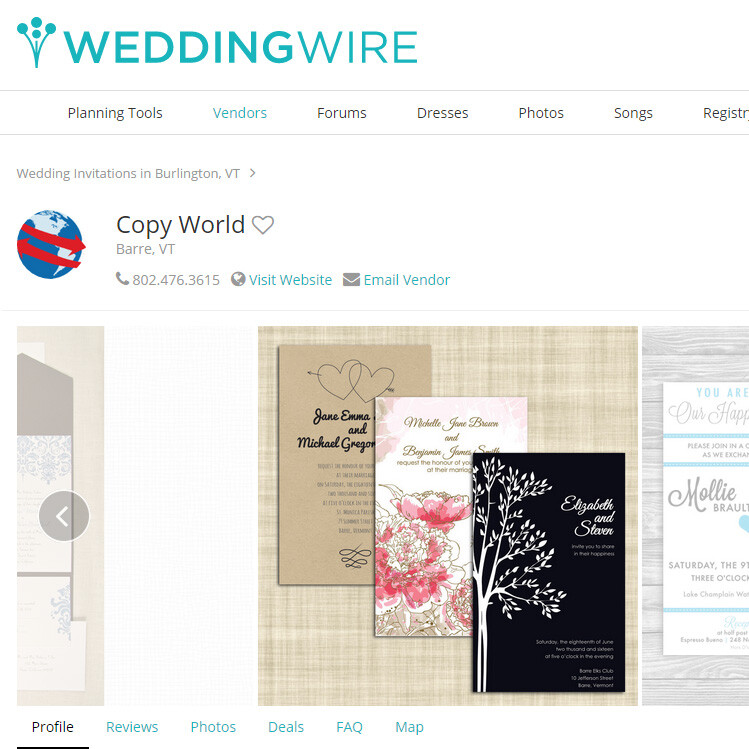 Find Copy World on Wedding Wire