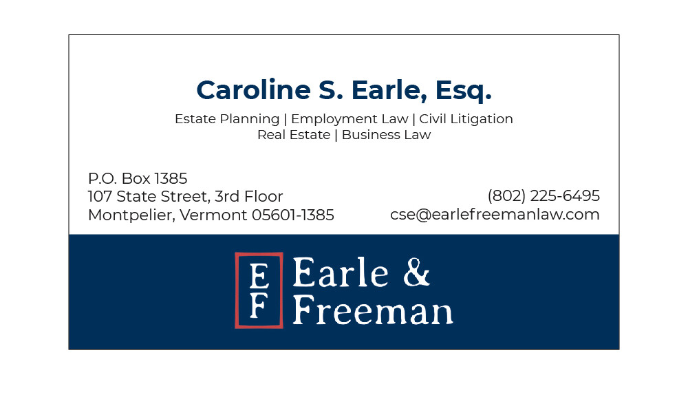 Custom business card design for Earle & Freeman