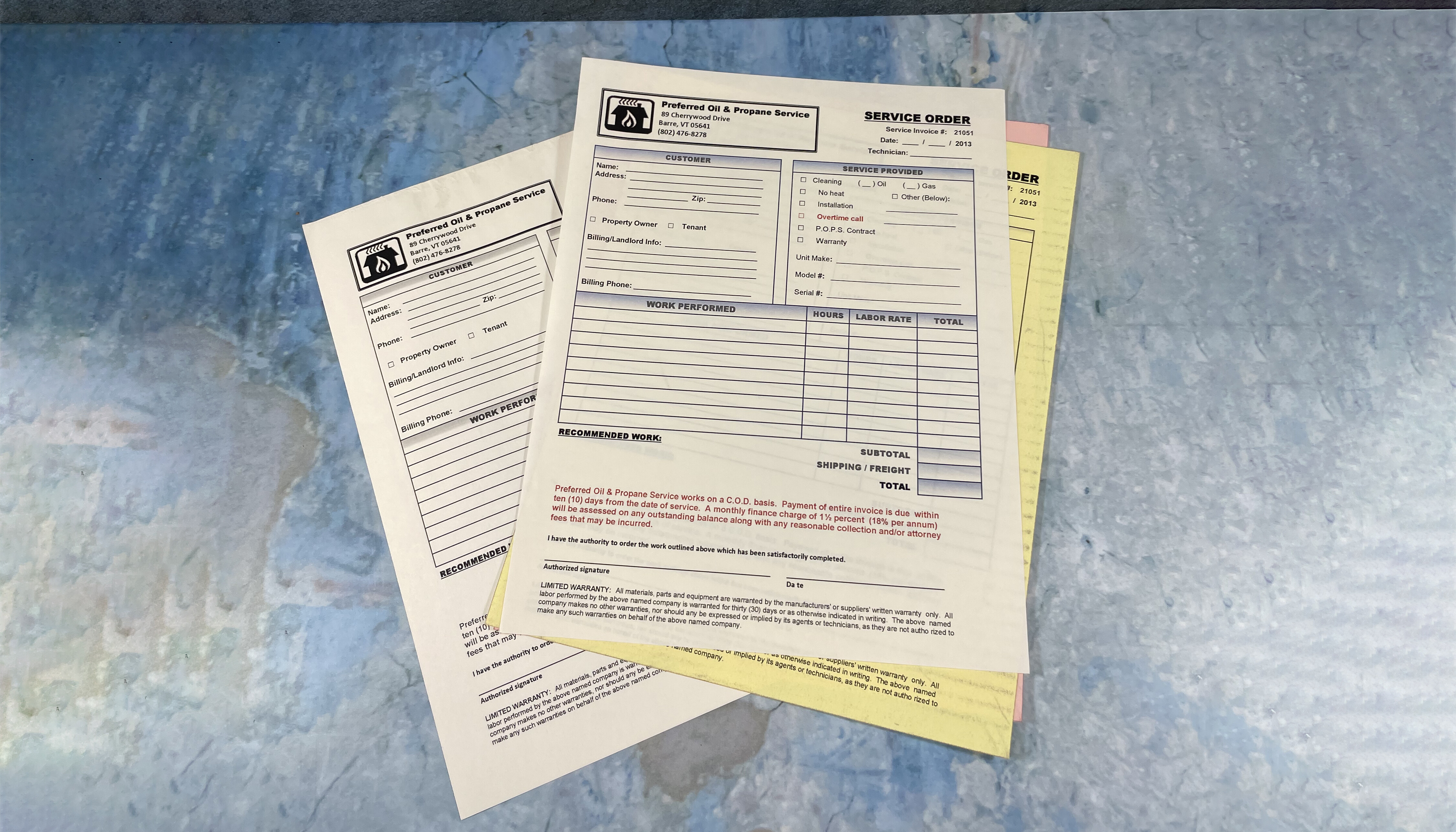 Carbonless NCR forms