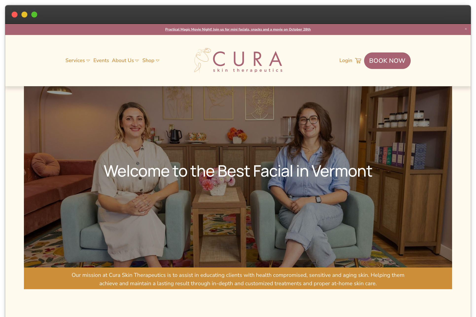 Screenshot of Cura Skin Therapeutics's Website