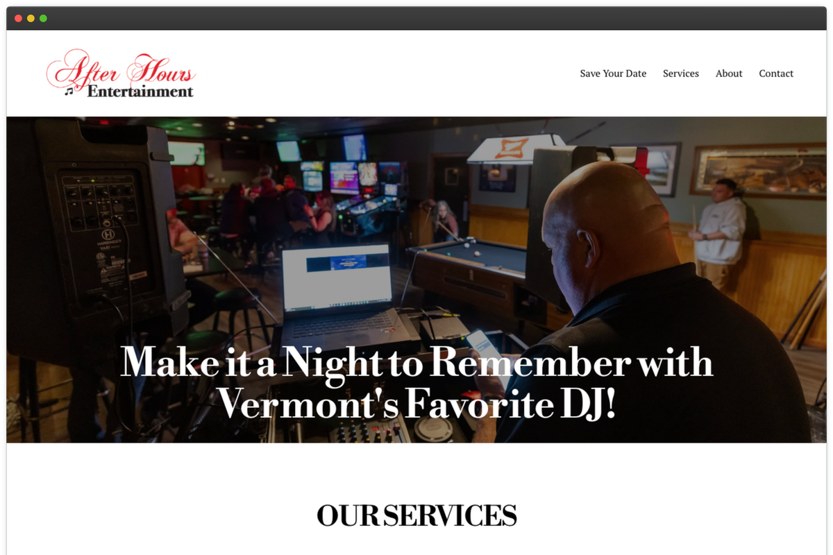 Screenshot of After Hours Entertainment's Website