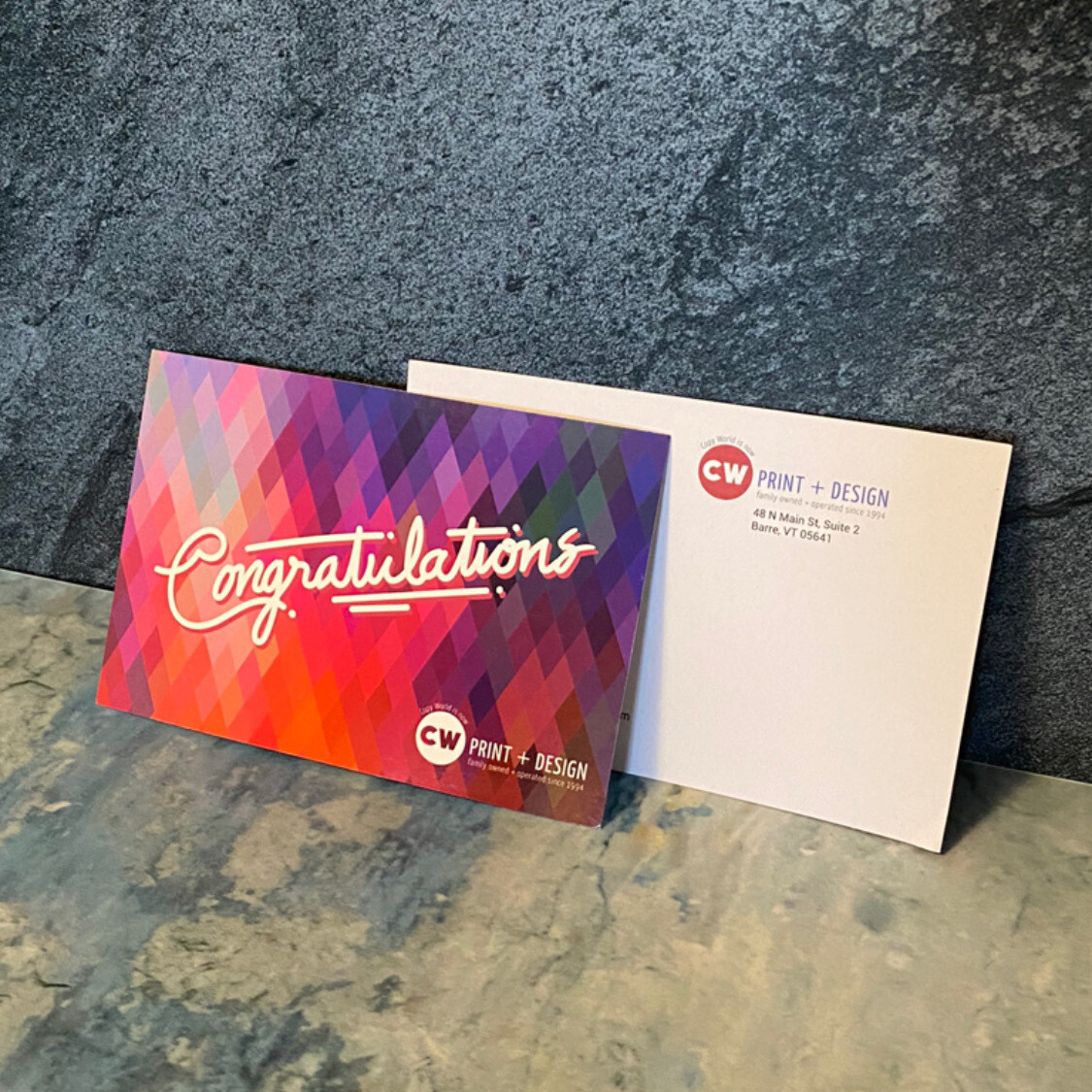 Printed congratulations postcards (for handwriting)