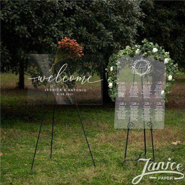 Acrylic Welcome Signs and Seating Charts from Janice Paper