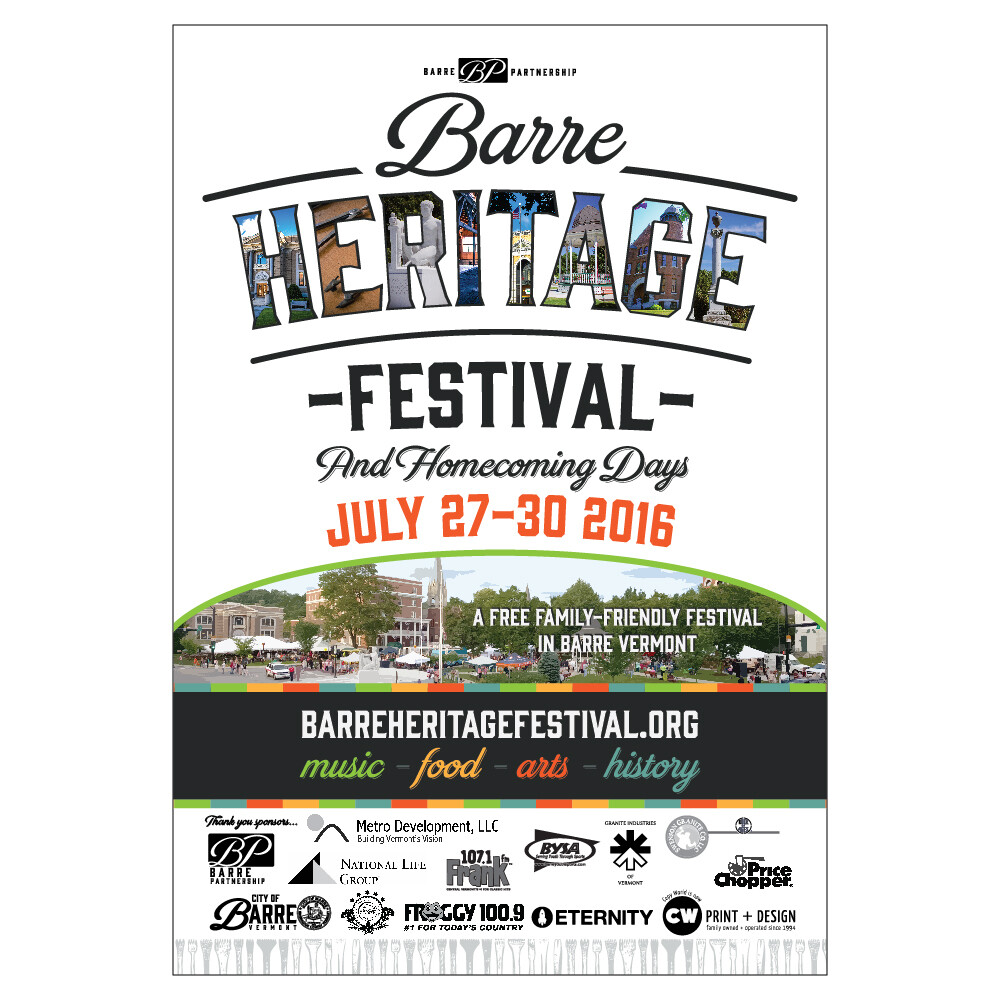 Custom event poster design for the Barre Heritage Festival