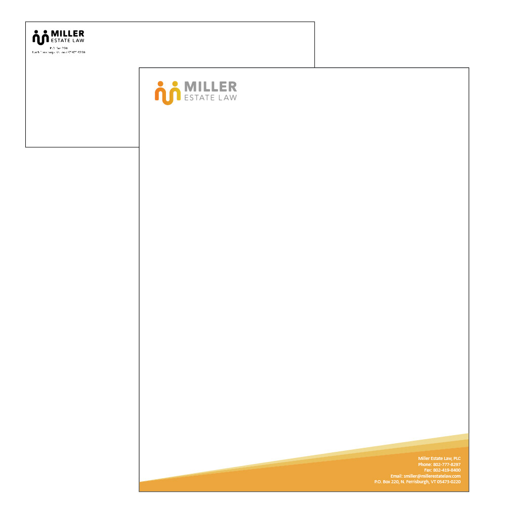 Custom designed letterhead and #10 envelopes for Miller Estate Law