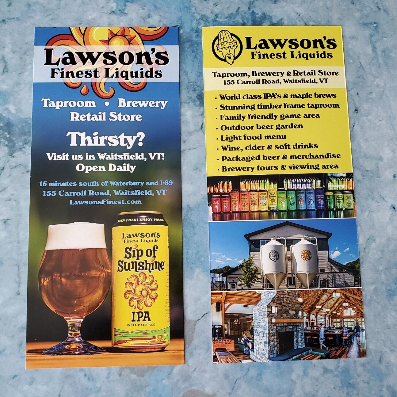 Rack card printing for Lawson's Finest Liquids