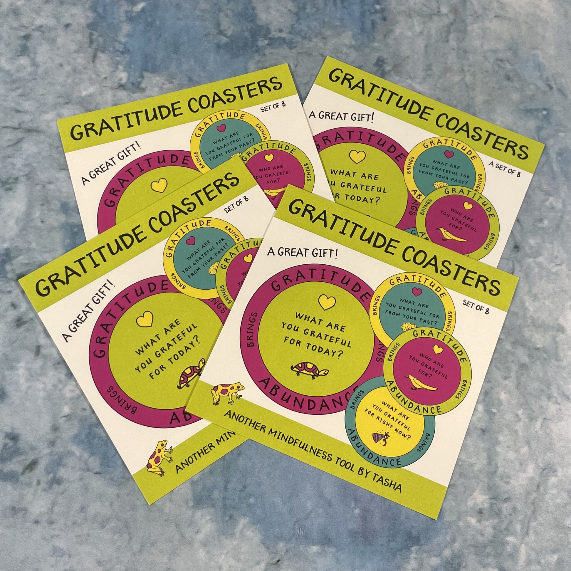 Product Labels for Gratitude Coasters - design by BTV Creative