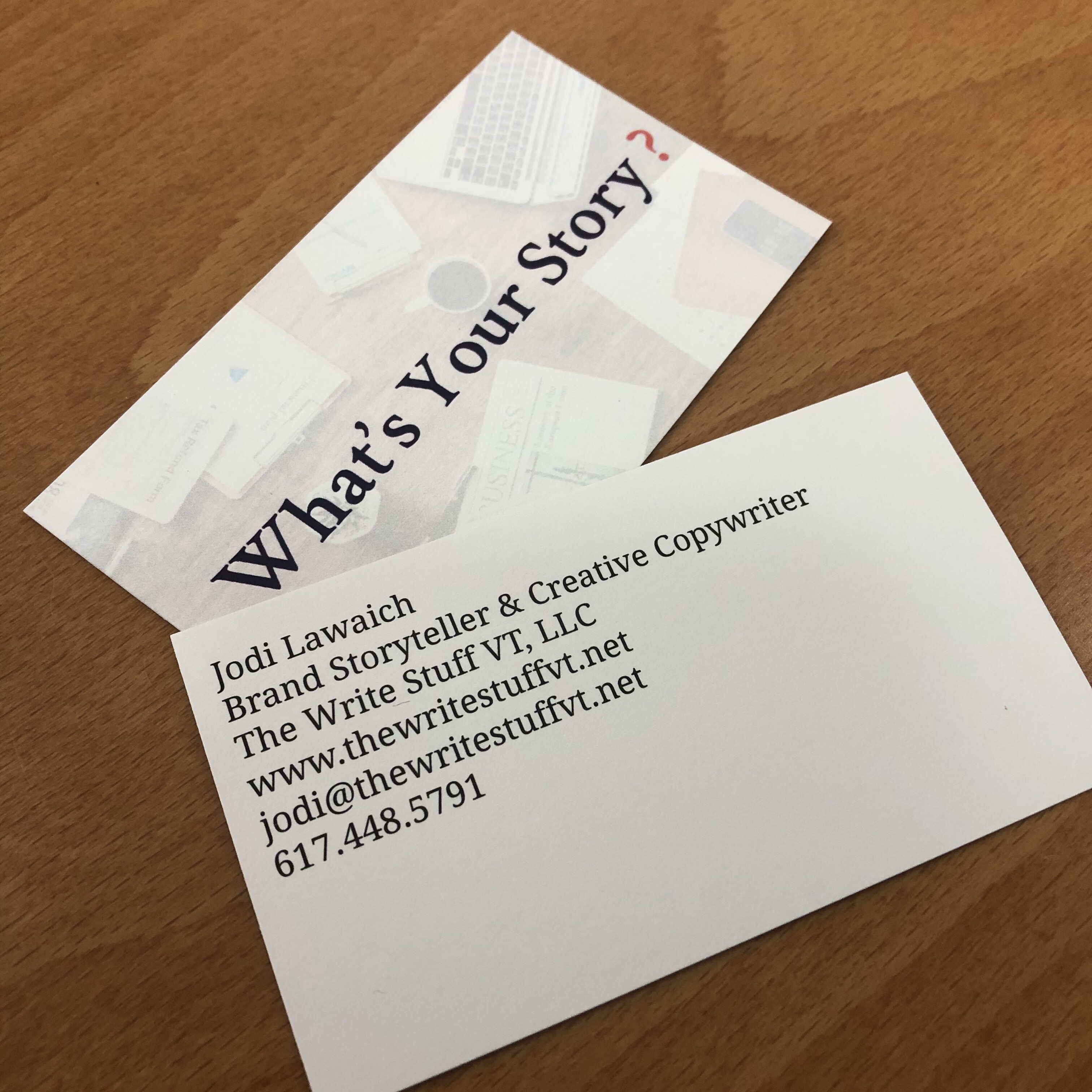 Business card printing for The Write Stuff VT