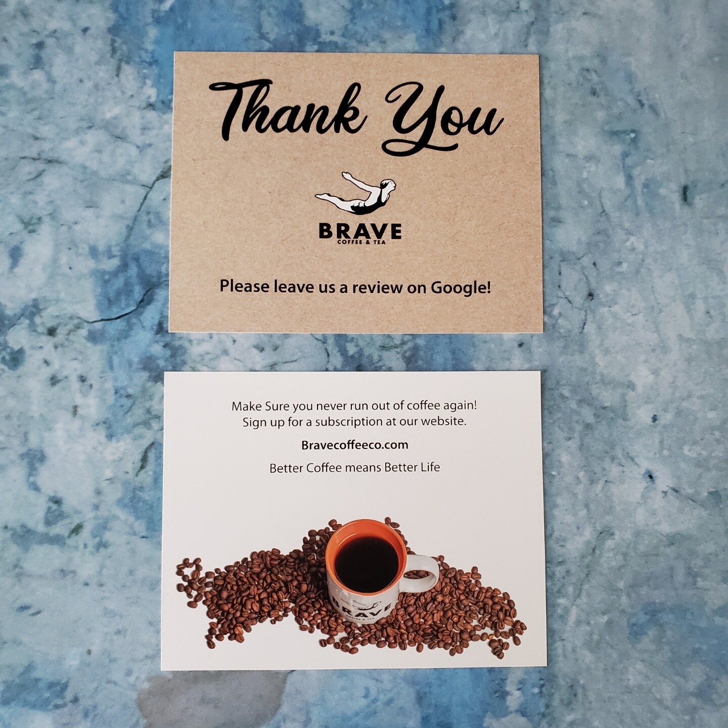 Printed flyer insert for Brave Coffee