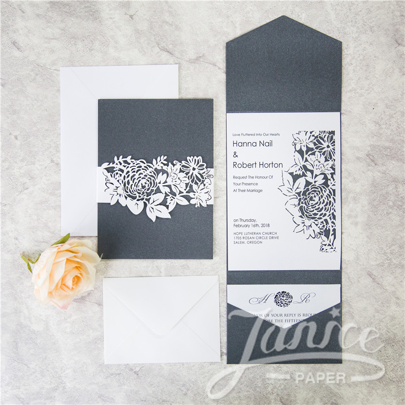 Exquisite Lasercut Invitation with Classic Envelope