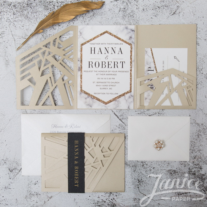 Modern Geometric Tri-fold Wedding Invitation